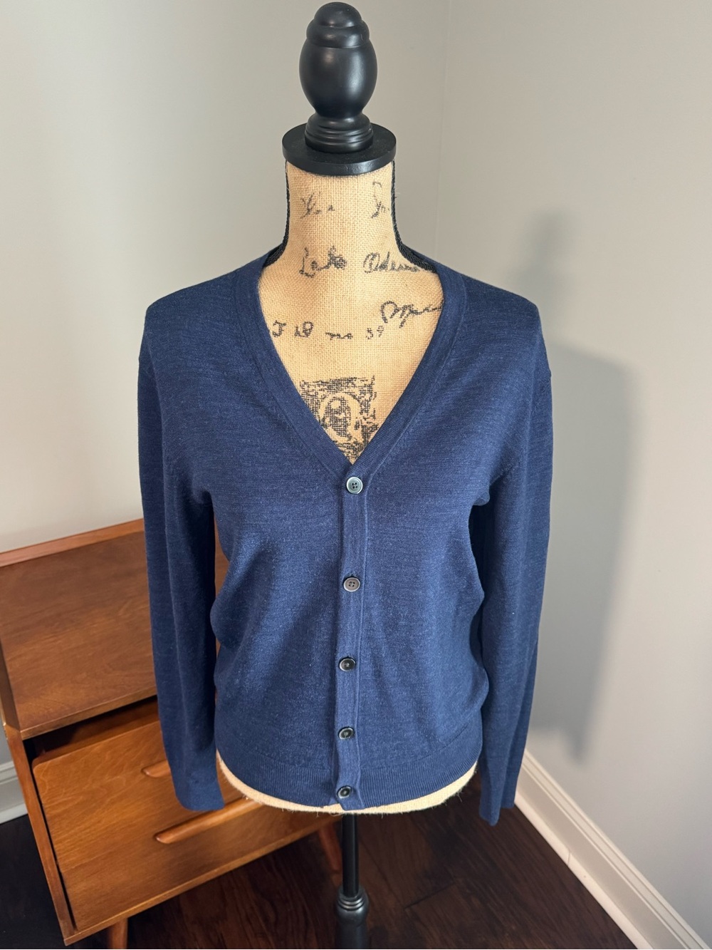 Uniqlo Women's Dark Blue V-Neck Button Cardigan